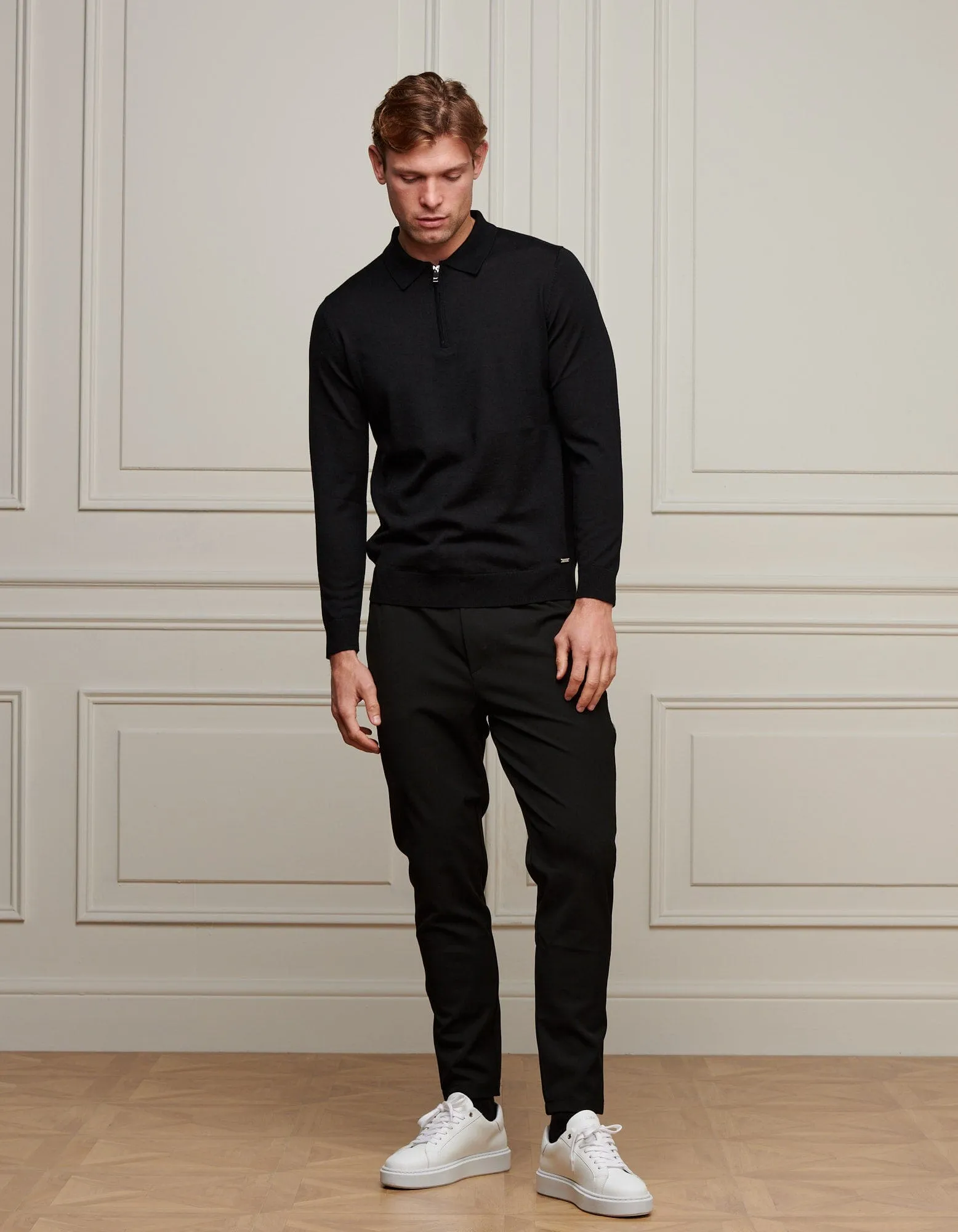 Black 1/4 Zip L/S Polo