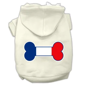 Bone Shaped France Flag Screen Print Pet Hoodies Cream Size XS (8)