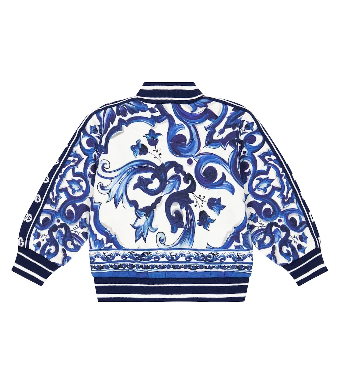 Dolce&Gabbana Kids majolica cotton jersey sweatshirt, blue