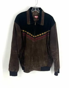Size L Bk/Br/Rd Print Suede Jackets Jacket